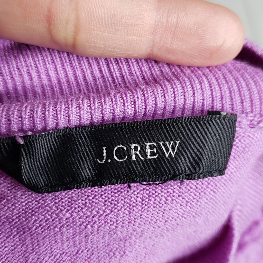 J Crew Knit 100% Merino Wool Mockneck Pointelle Stich Relaxed Sweater Layer